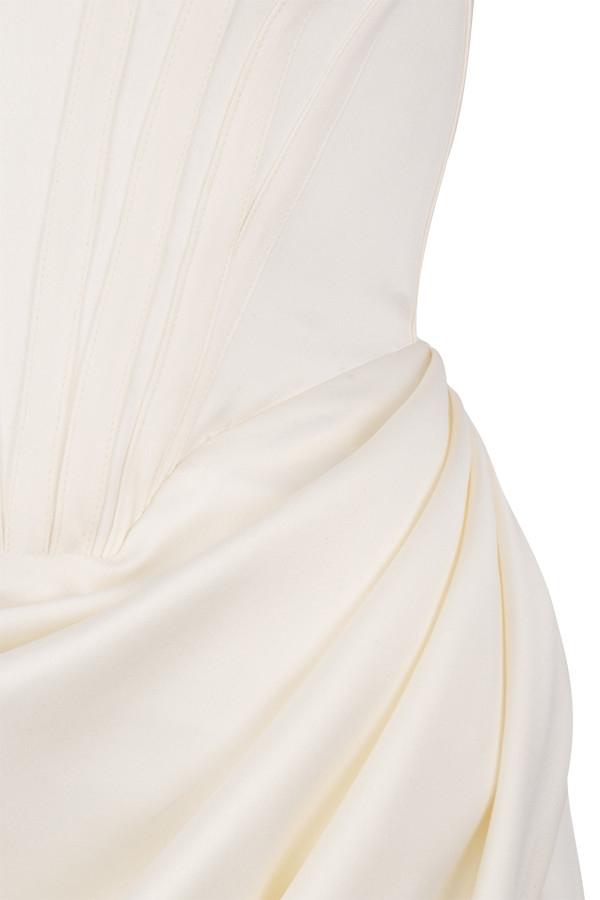 Loretta  ivory satin off shoulder dress Product Image