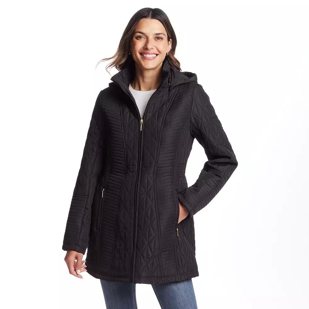 Women's Weathercast Quilted Hooded Front Zip Walker Jacket,  Product Image