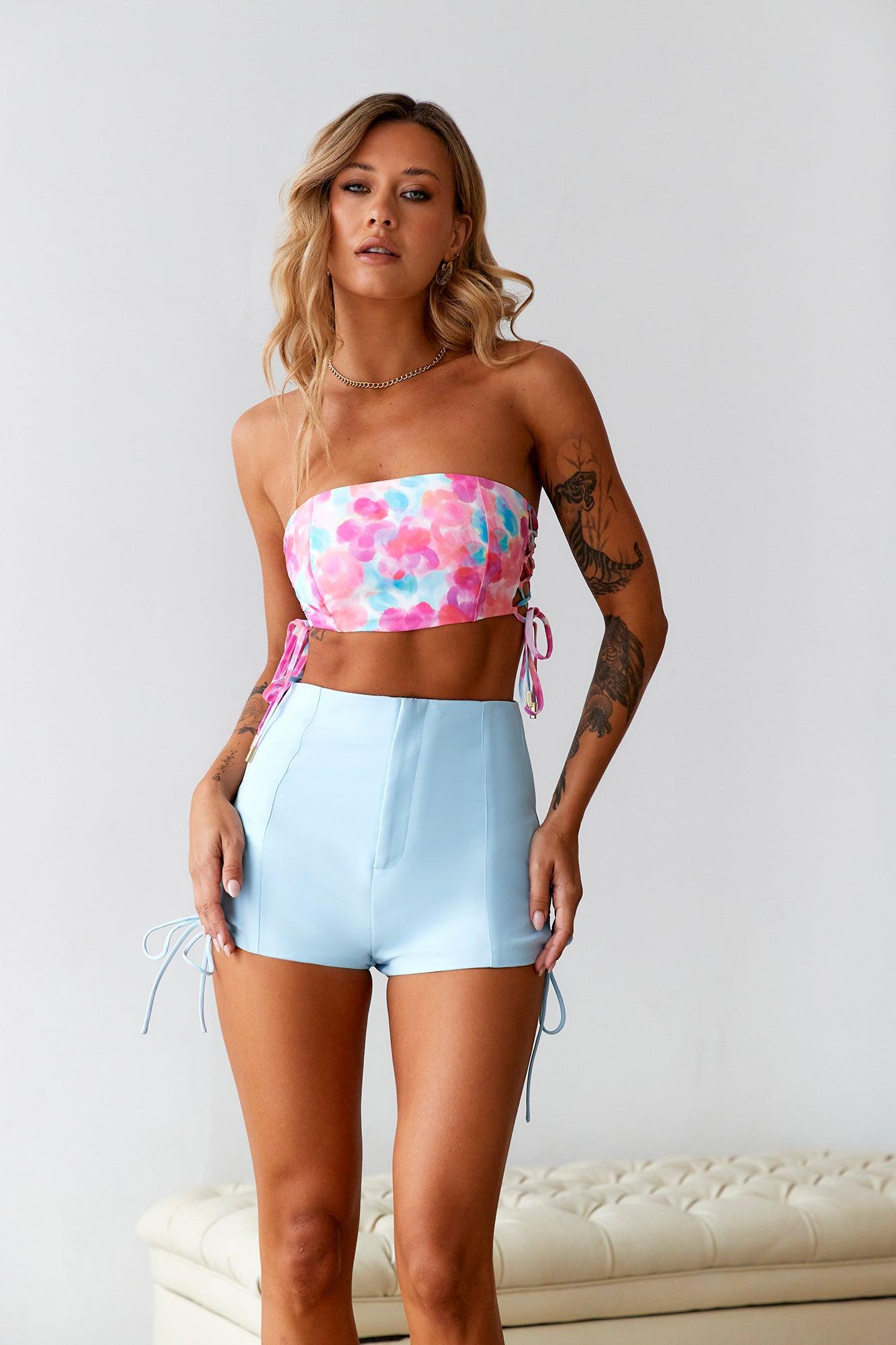 HELLO MOLLY Venice Beach Shorts Sky Product Image