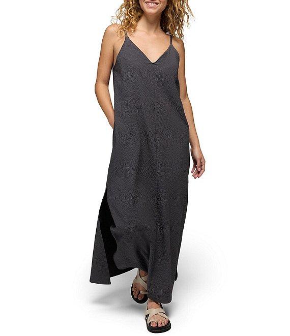 prAna Coastal Sol Texture Seersucker V-Neck Spaghetti Straps Maxi Dress Product Image