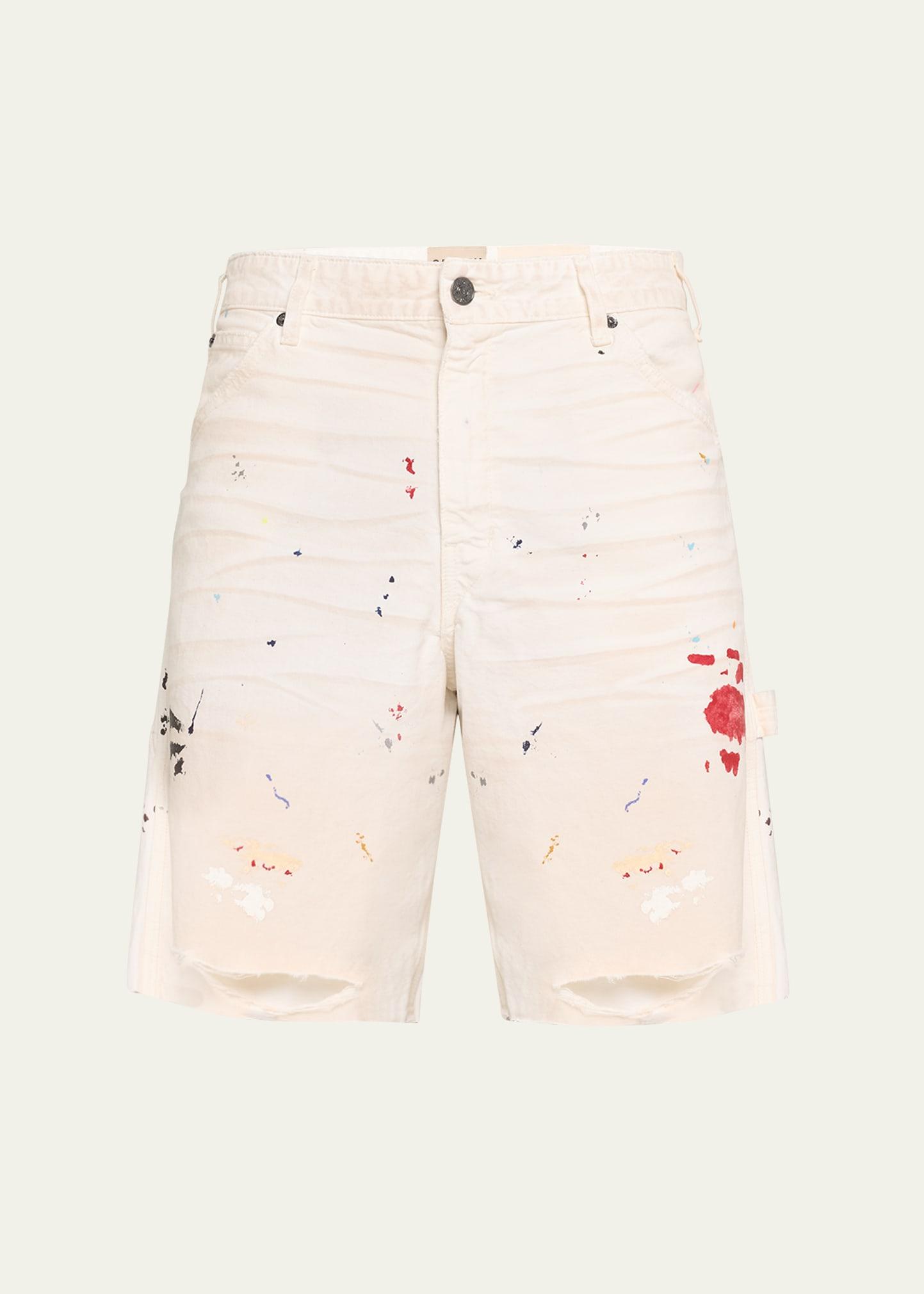 Mens Flea Paint-Splatter Cotton Carpenter Shorts Product Image