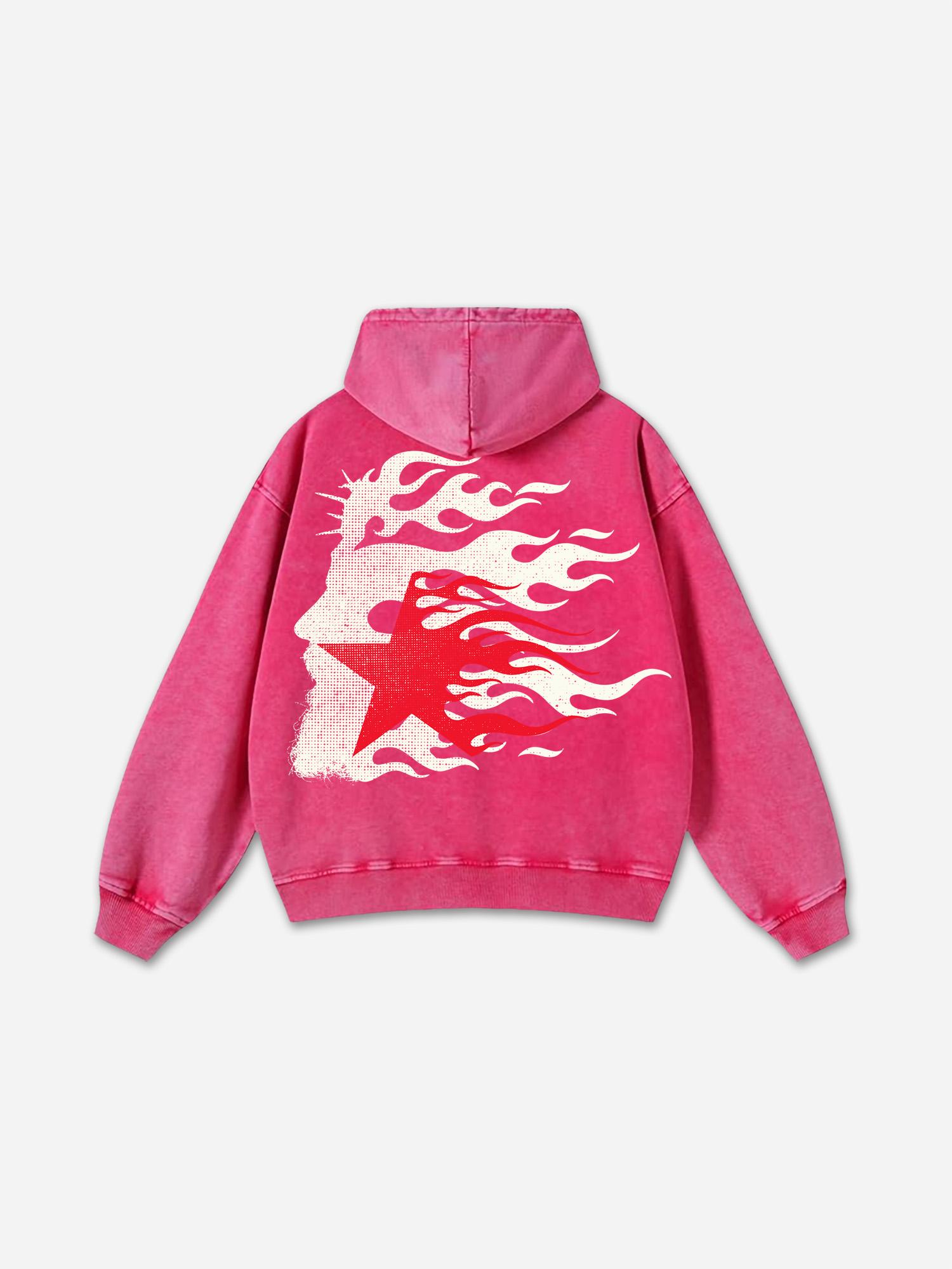 Men's Oversized Relaxed Graphic Vintage Washed Zip-Up Hoodie Product Image