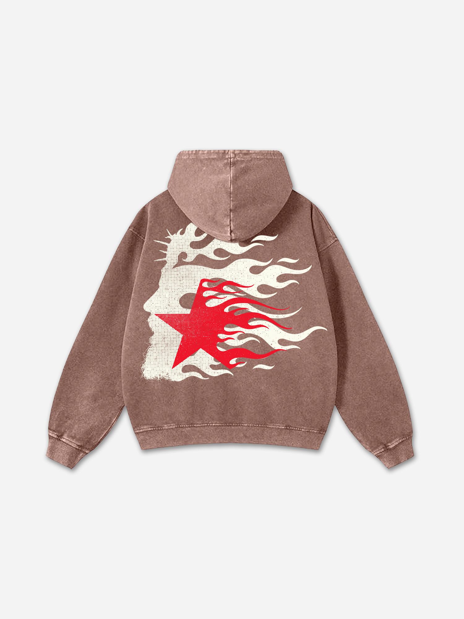 Men's Oversized Relaxed Graphic Vintage Washed Zip-Up Hoodie Product Image