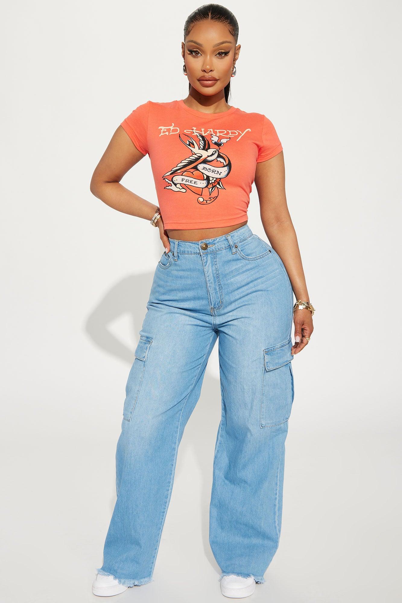 In Full Effect Baggy Cargo Jeans - Light Wash Product Image