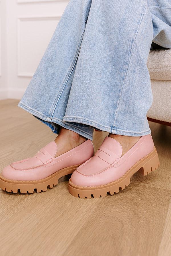 The Piper Faux Leather Loafer in Blush Product Image