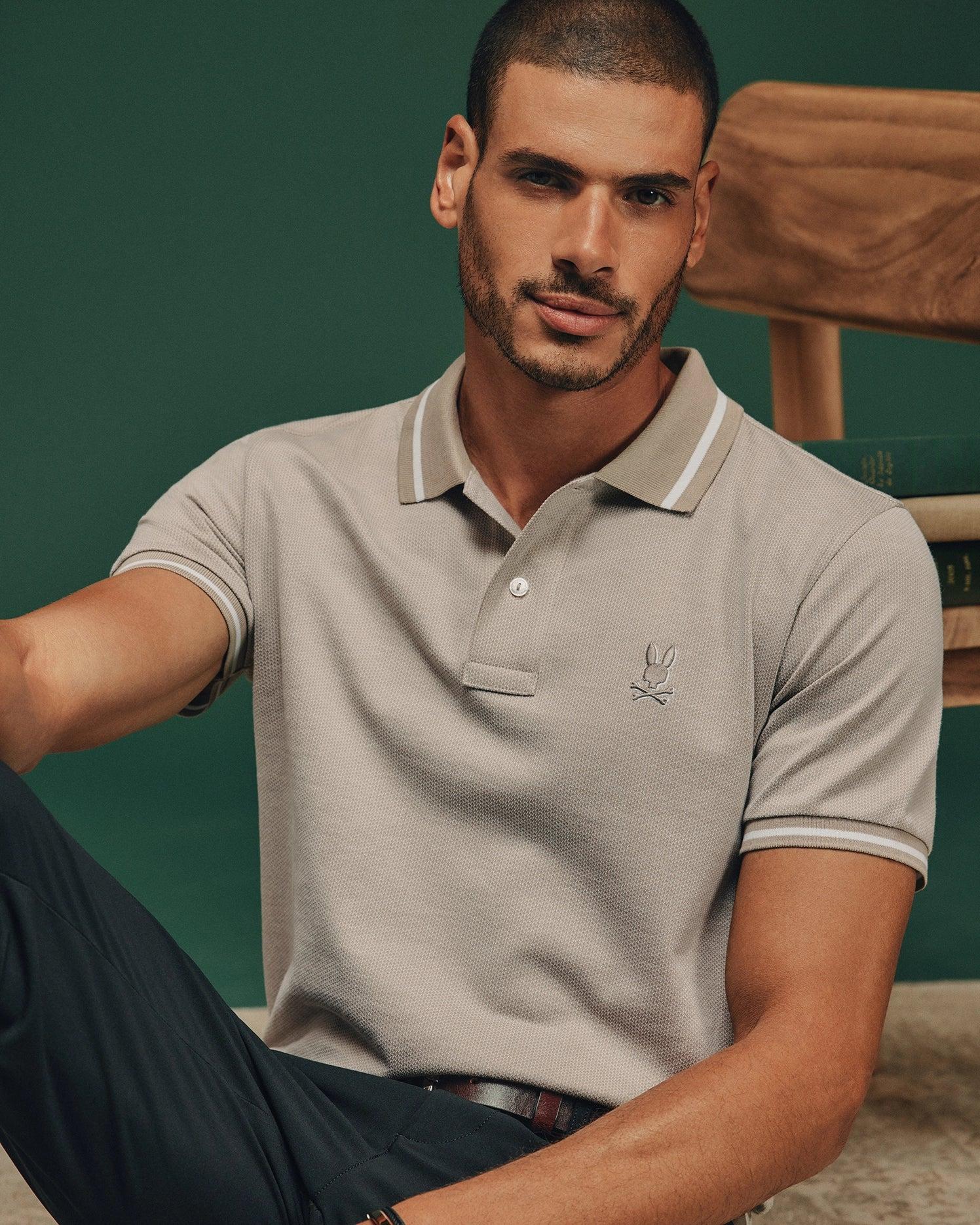 MENS WARSAW JACQUARD PIQUE POLO - B6K901E200 Product Image