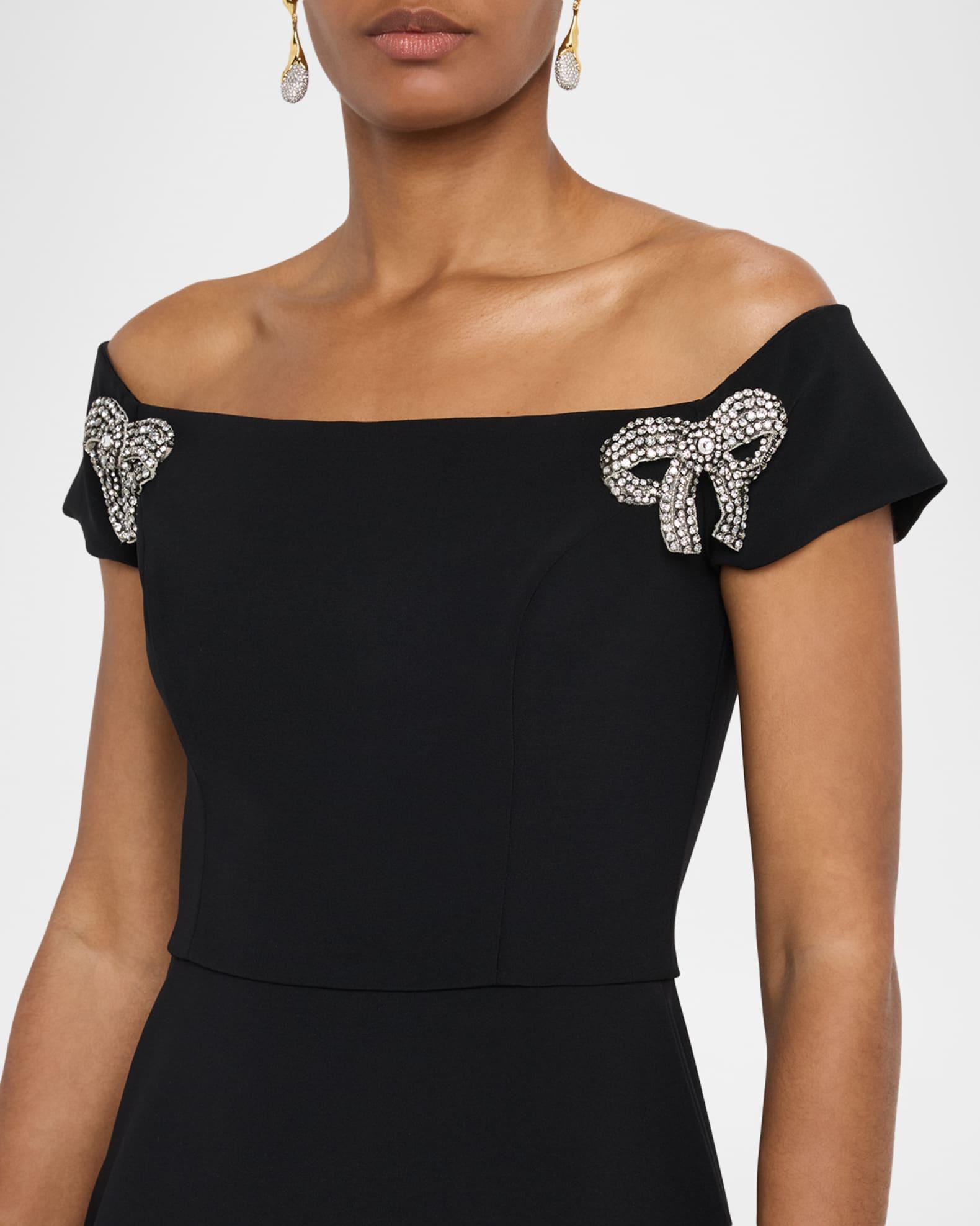 Bow Embellished Off-The-Shoulder Midi Dress Product Image