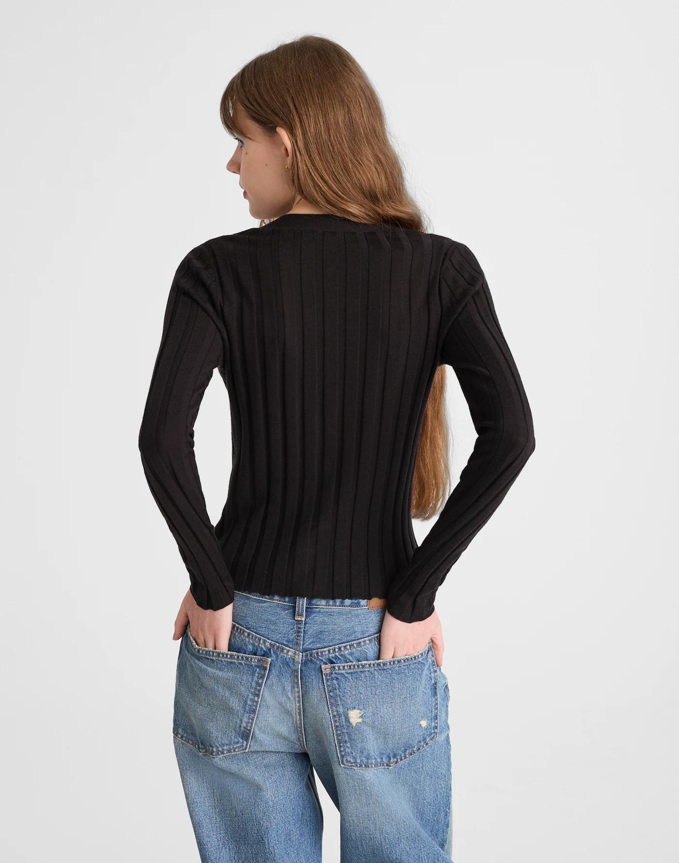 Ribbed V-Neck Cardigan Product Image