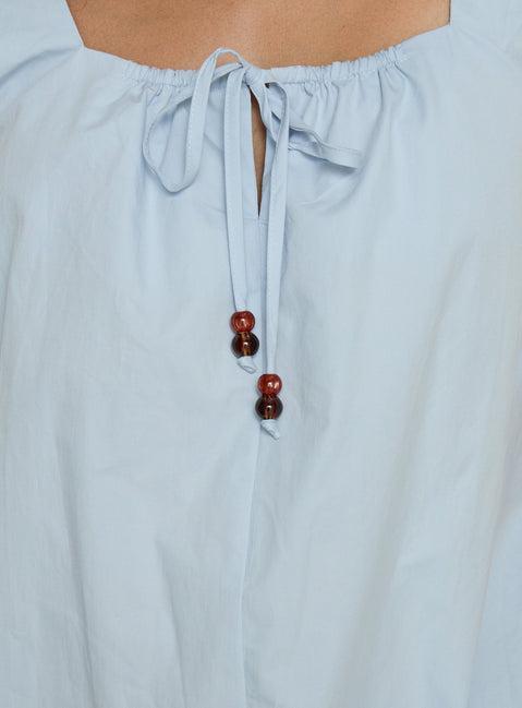 Barbel Square Neck Tie Detail Mini Dress Blue Product Image