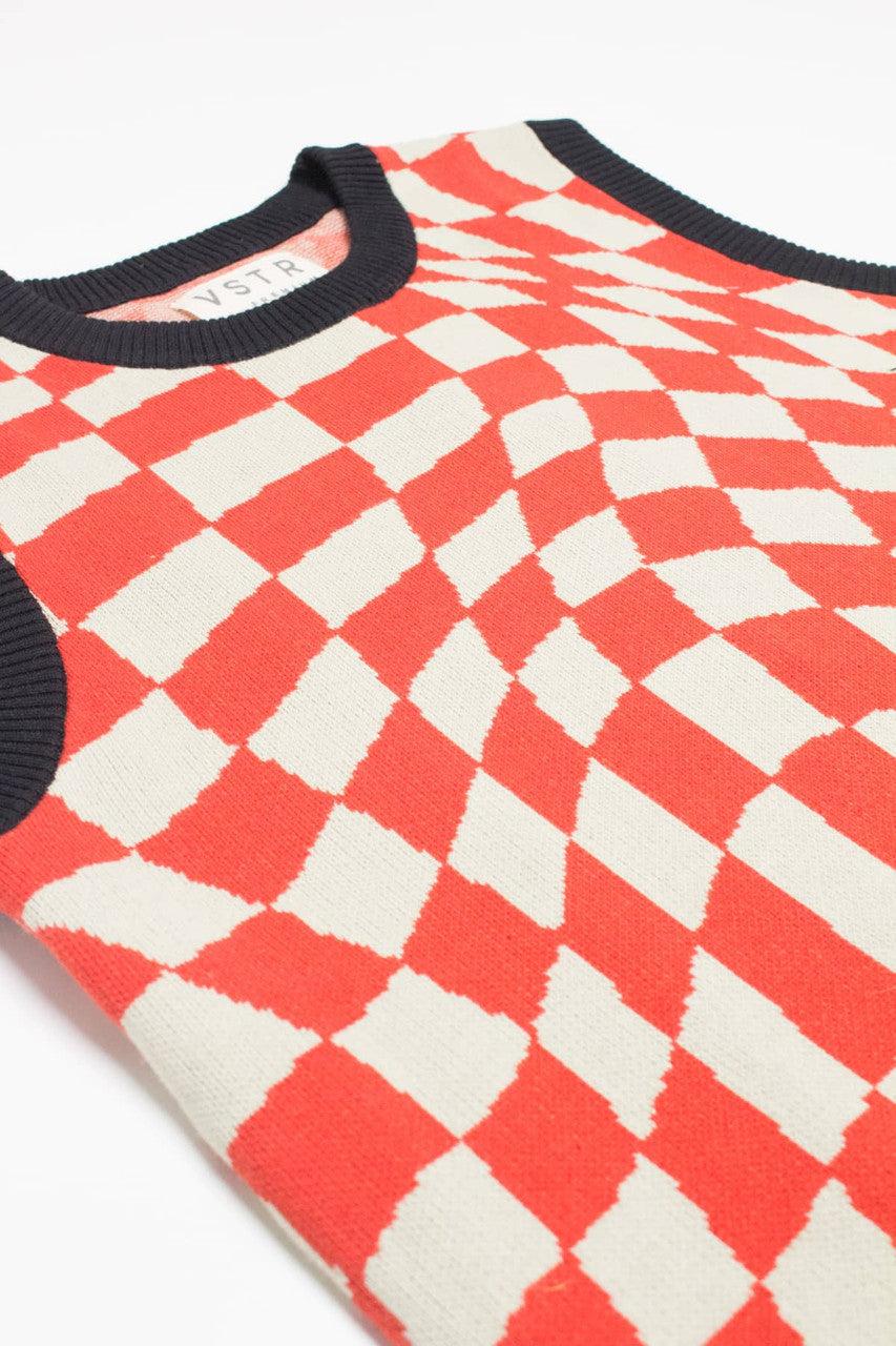 Red Tripping Checkers Sweater Vest Product Image