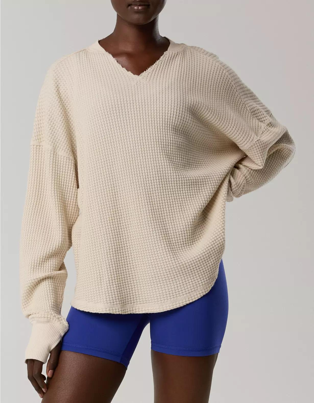 OFFLINE By Aerie Wow! Waffle Notch Neck Long Sleeve T-Shirt Women's Product Image