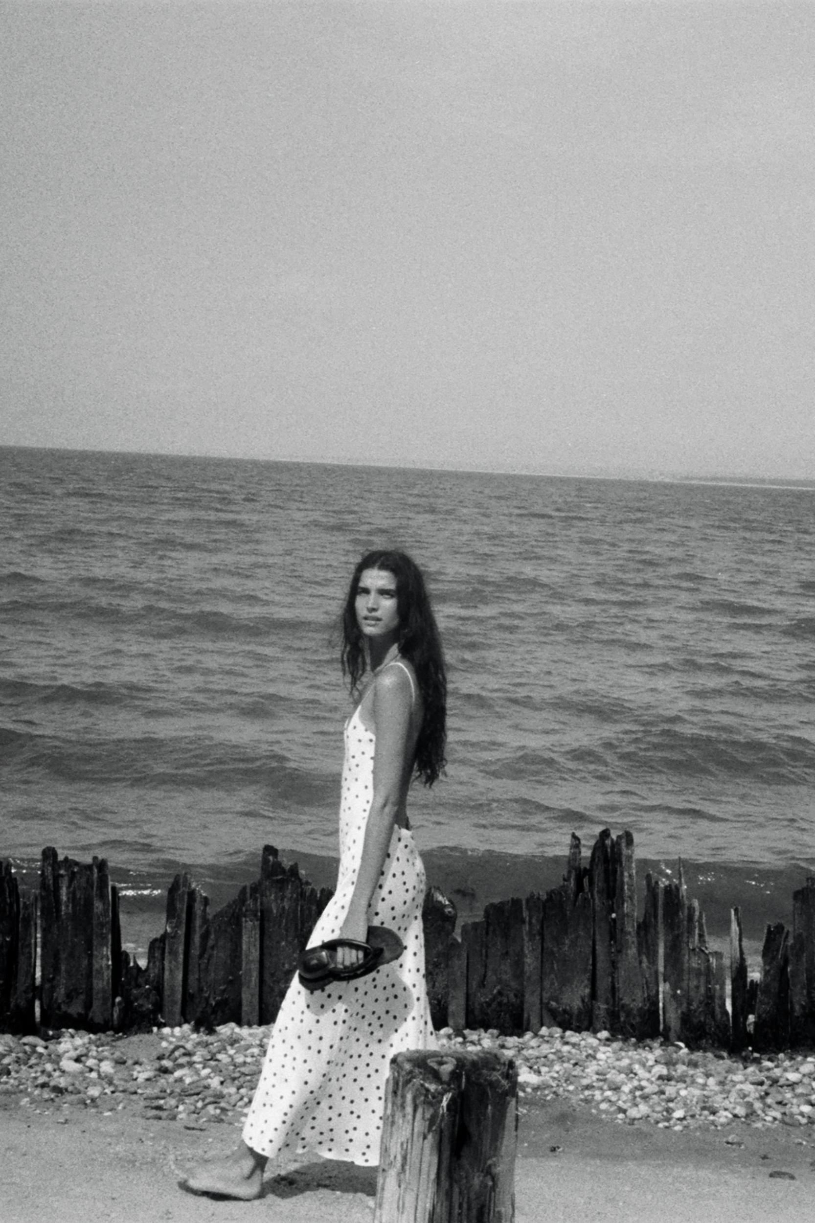 SATIN POLKA DOT MIDI DRESS Product Image