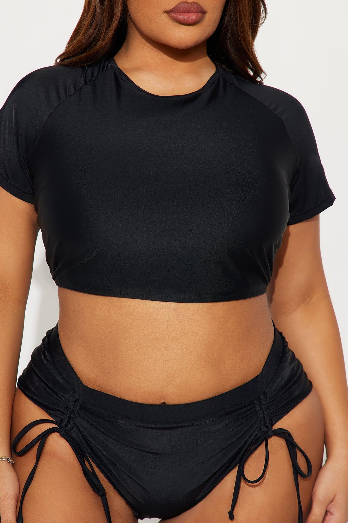 Jolie Lace-Up Back Ruched 2 Piece Bikini - Black Female Product Image