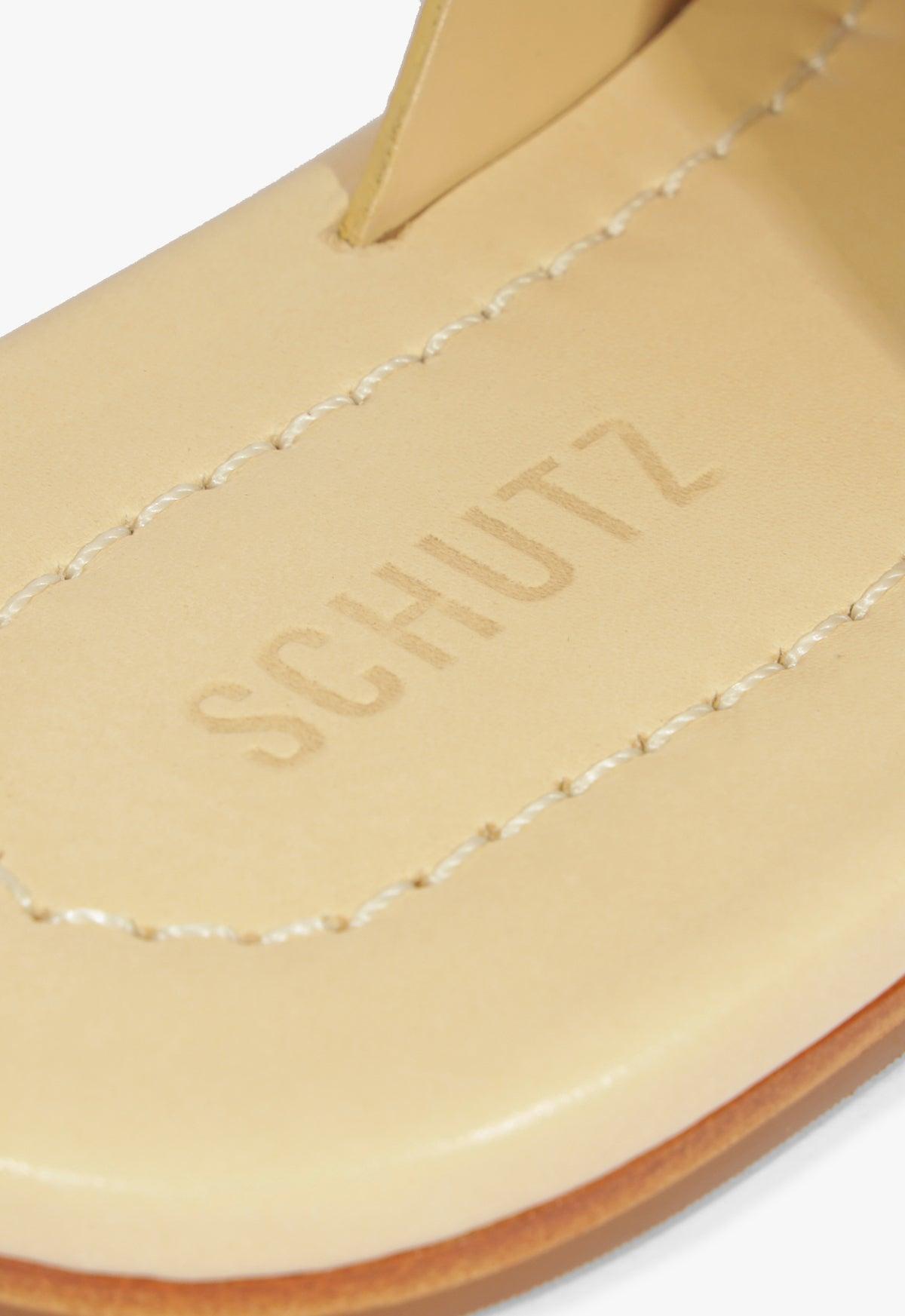 Lois Beige Leather Flat Sandal Product Image