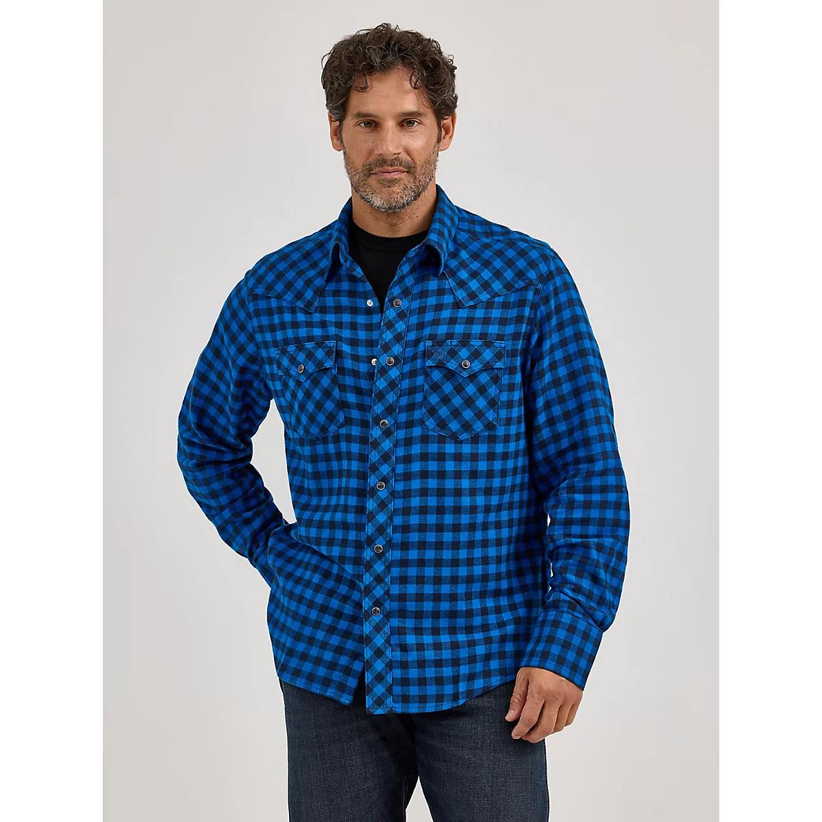 Men's Wrangler Retro® Long Sleeve Flannel Western Snap Plaid Shirt in Buffalo Product Image