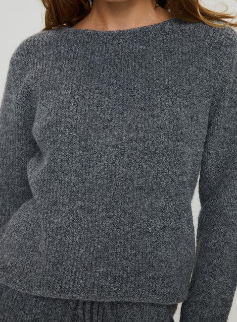Abrams Rib Knit Crew Sweater Charcoal Marle Product Image