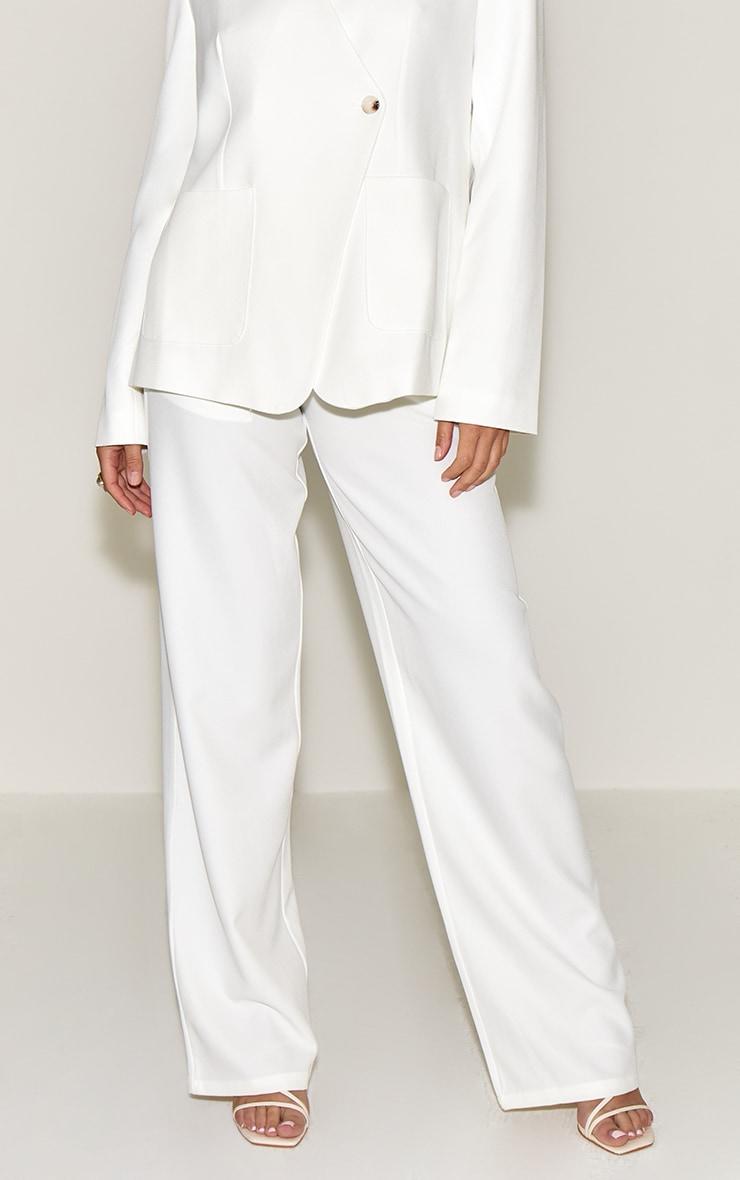 White Tailored Woven Mid Rise Pants Product Image