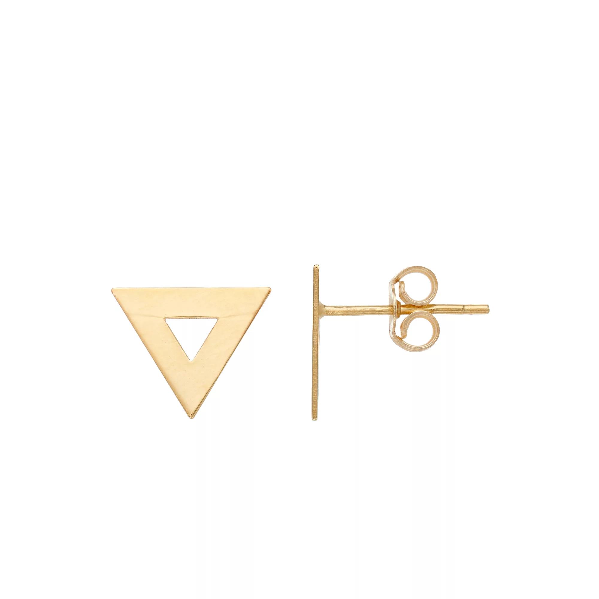 14k Yellow Gold Open Triangle Stud Earrings, Women's, 14k Gold Product Image
