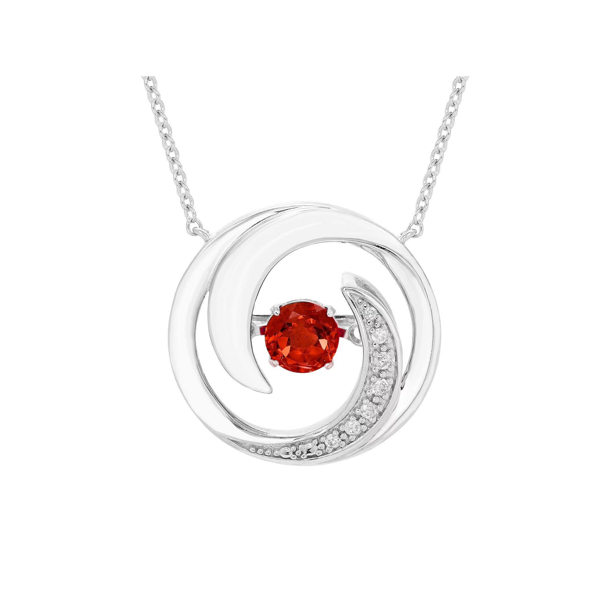 Boston Bay Diamonds Brilliance in Motion Sterling Silver Garnet & Diamond Accent Swirl Necklace, Women's, Size: 18-20" ADJ Product Image