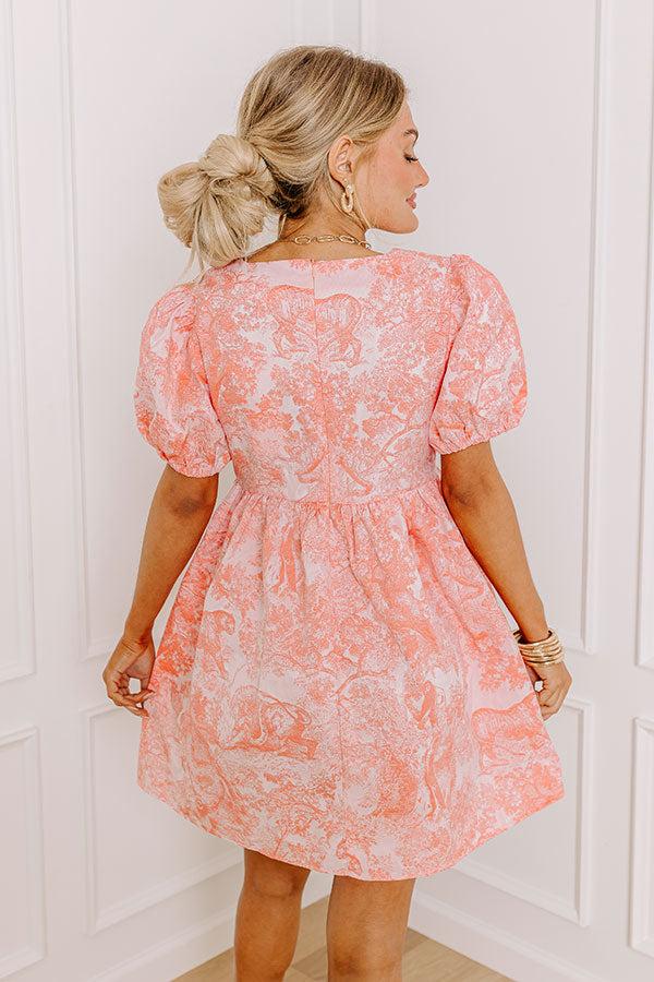 Cheerful Charm Jacquard Mini Dress in Coral Product Image