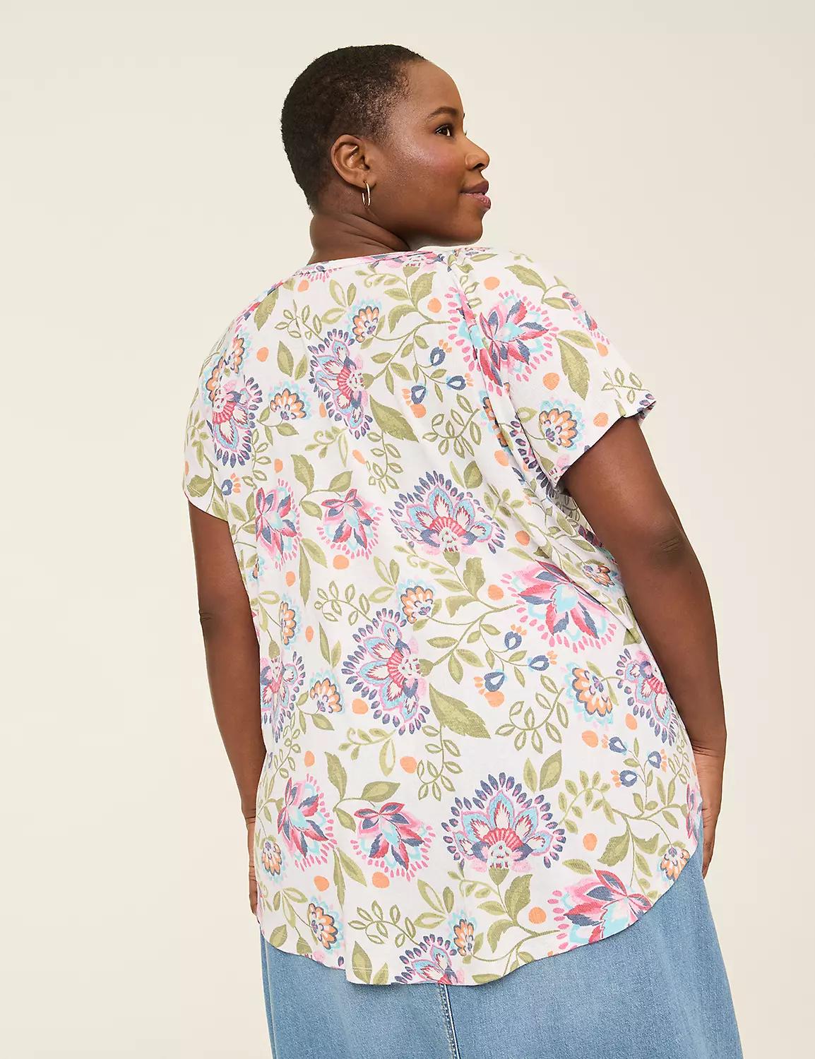 Short-Sleeve Notch-Neck Top Product Image