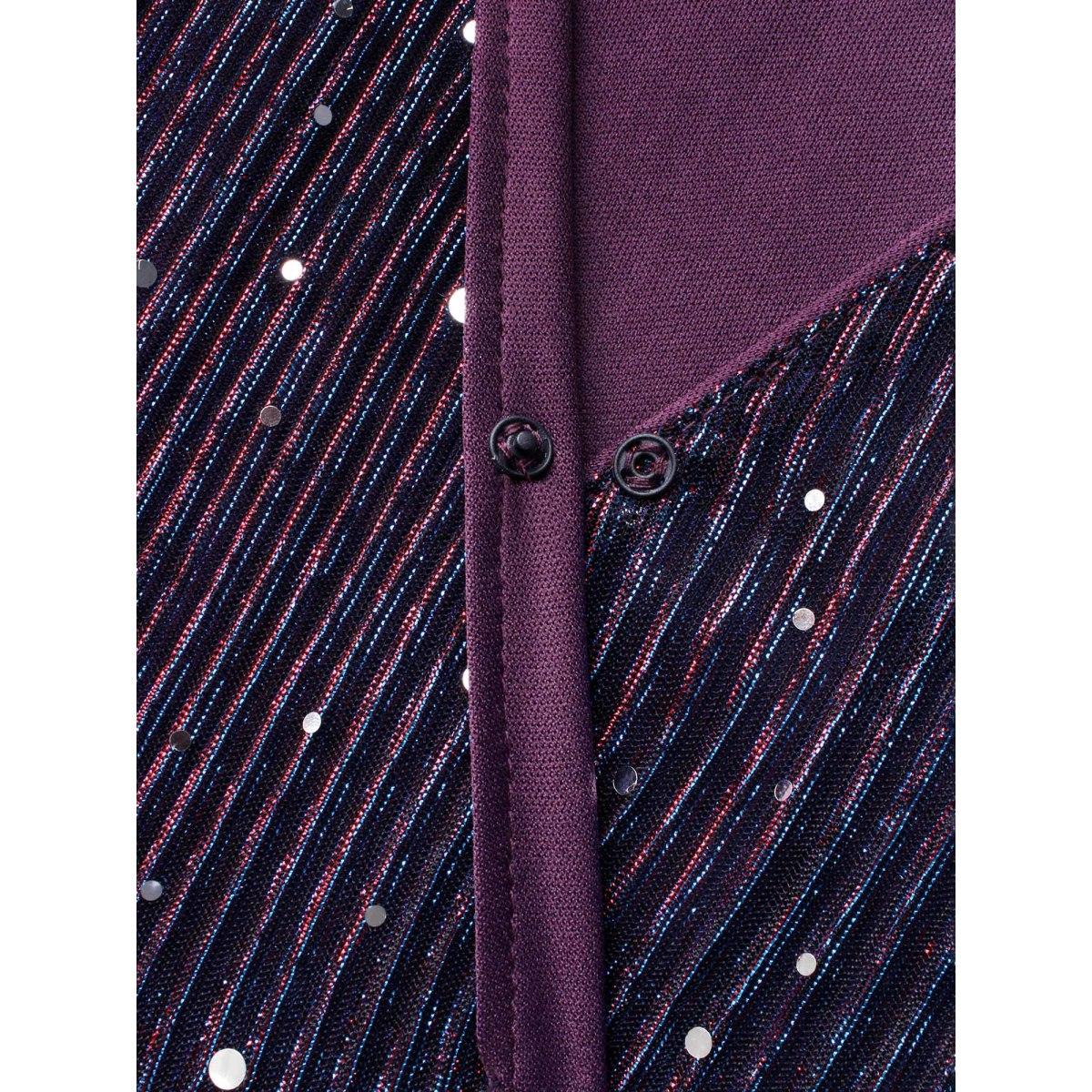 Plus Size Sequin Surplice Neckline Sleeveless Midi Dress Deeppurplered Women Party&Cocktail Texture Party Curvy Bloomchic 22-24/3X Product Image