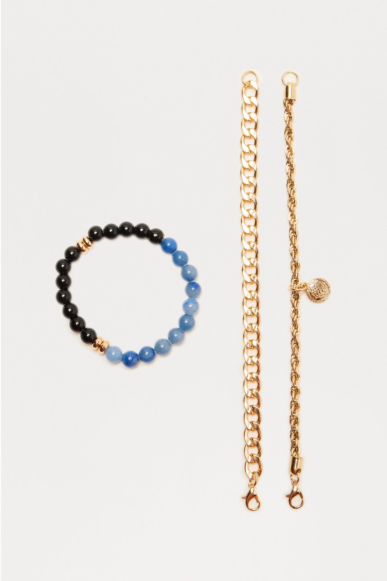 King Bracelet Set - Gold/Blue Product Image