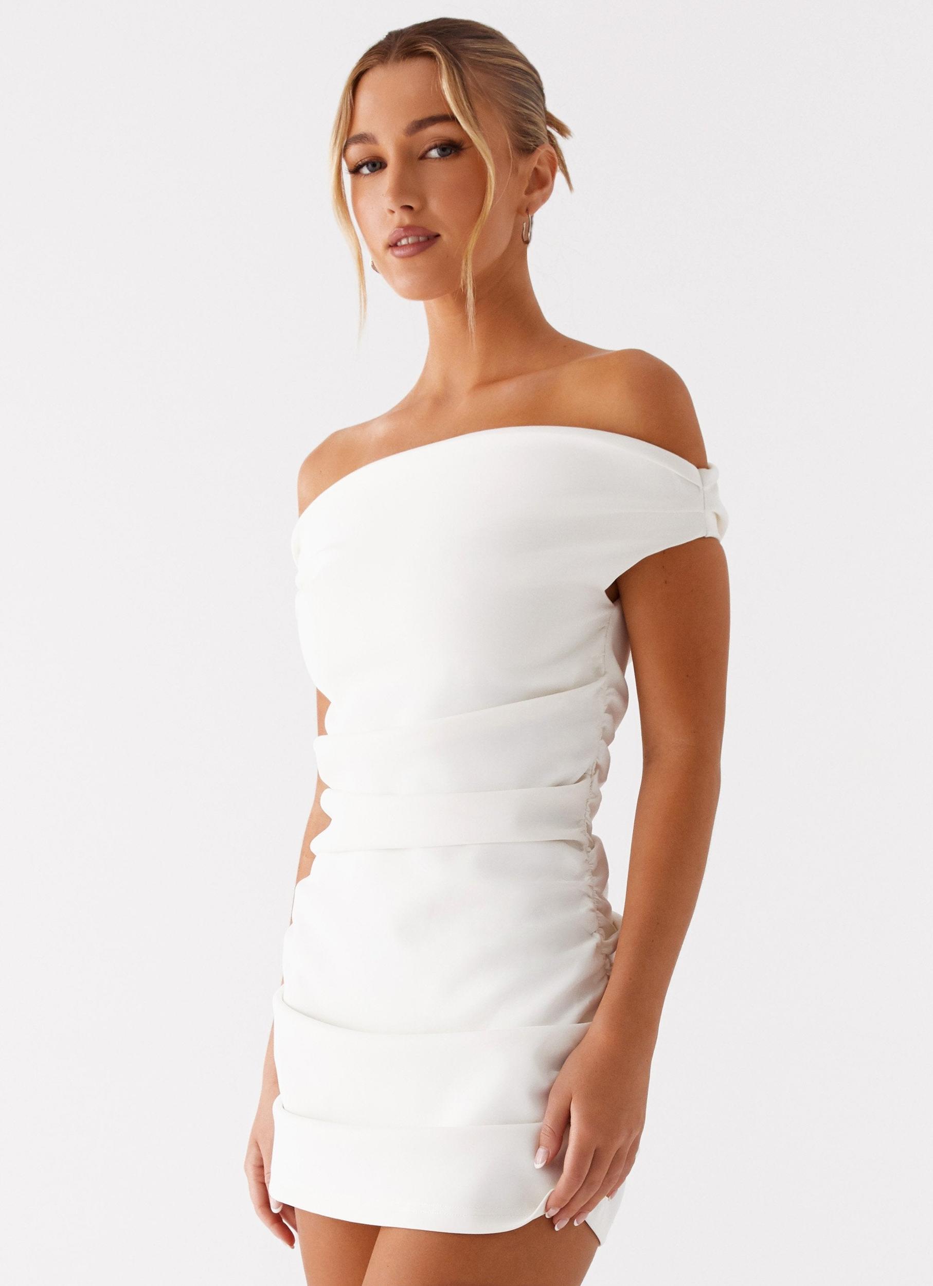 Morgan Off Shoulder Mini Dress - Ivory Product Image