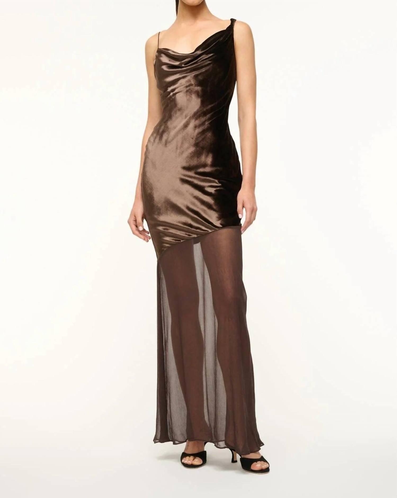 STAUD Beaton Mixed Media Dress In Brown Product Image