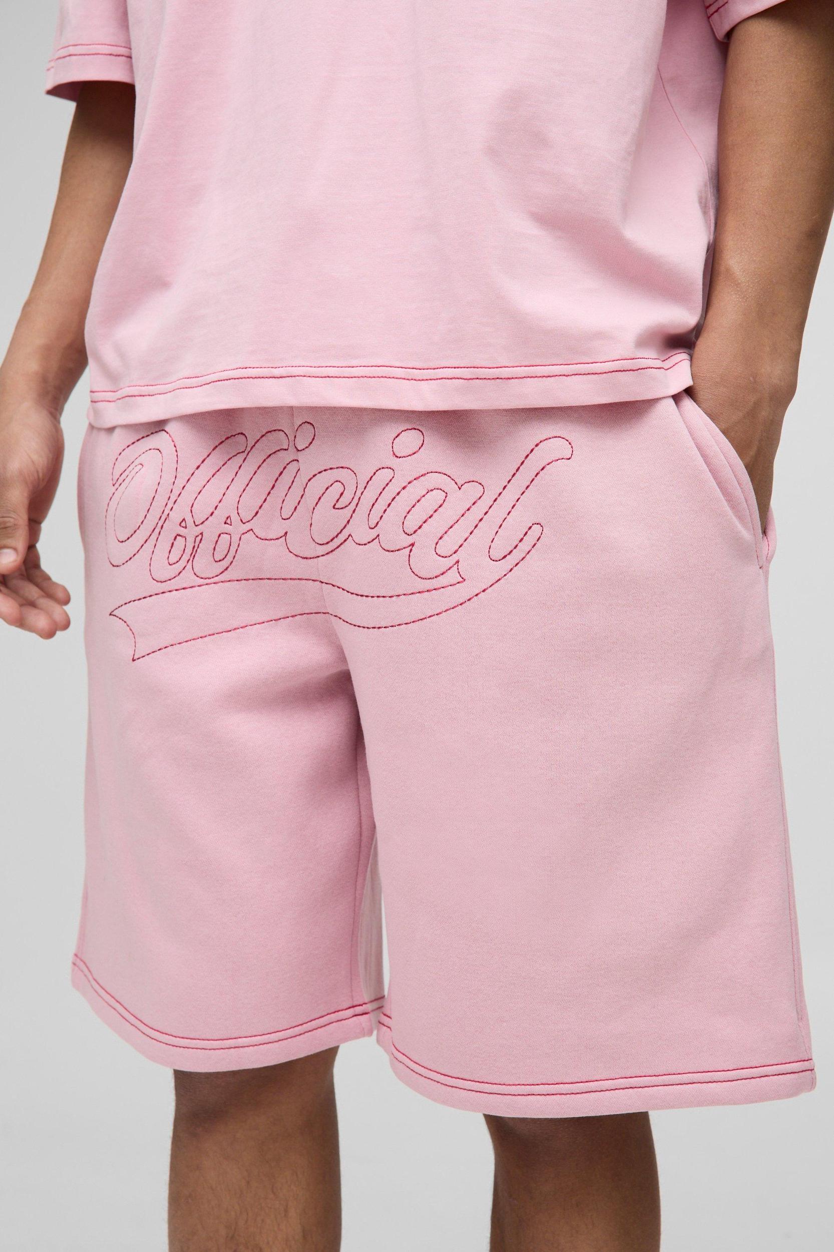 Oversized Official Contrast Stitch Short | boohooMAN USA Product Image