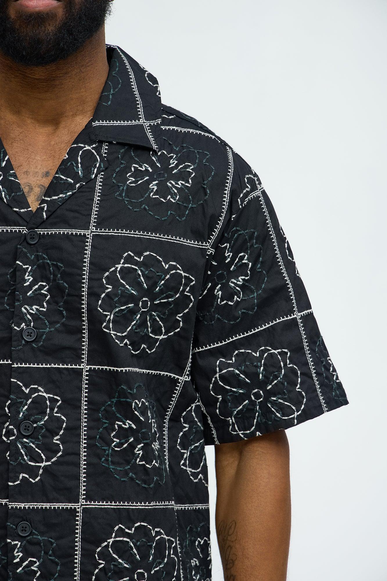 Tropical Bloom Cotton Shirt - Black/combo Product Image