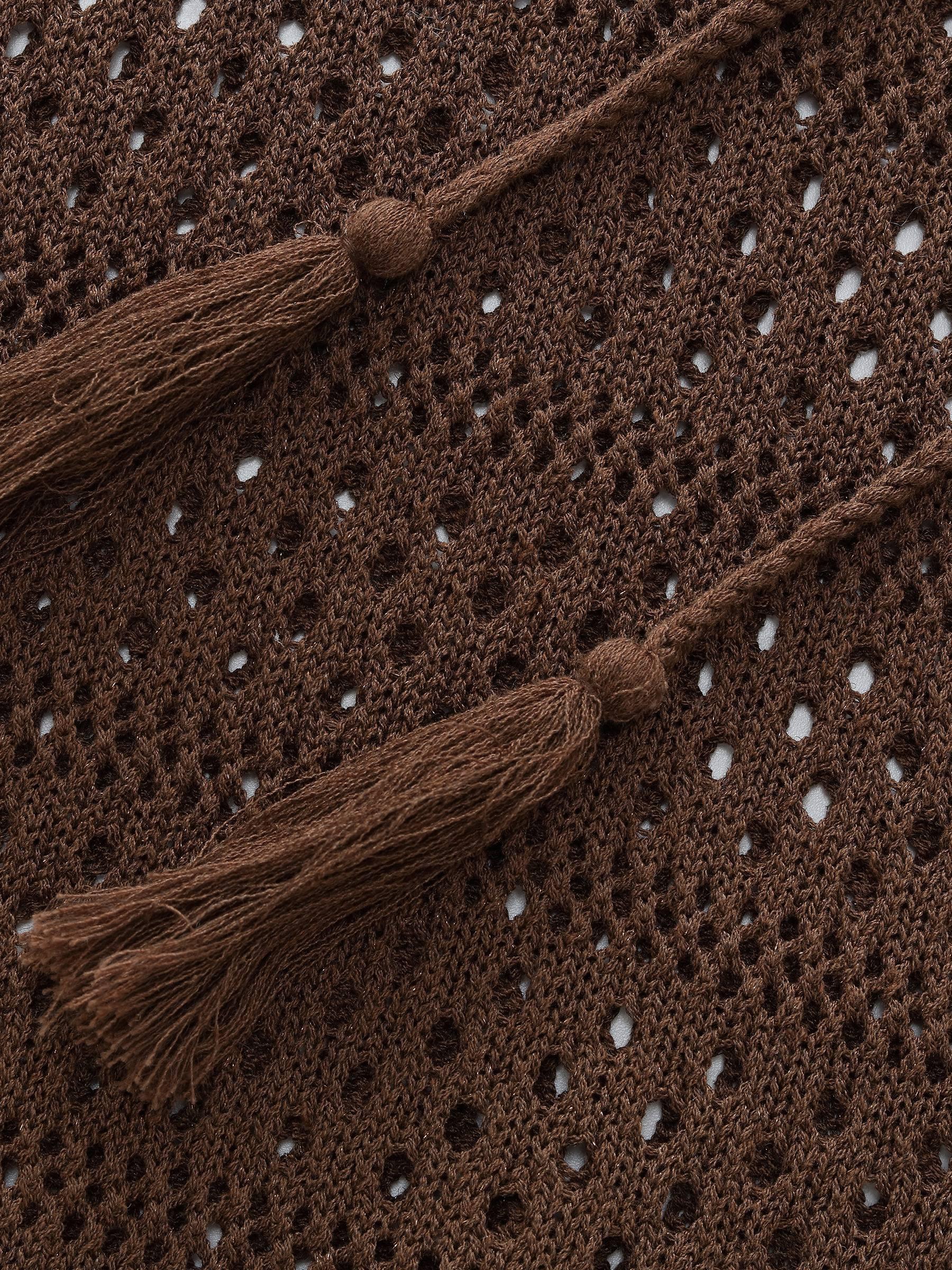 Linen Blend Openwork Pullover And Knit Tank Two-Piece Set Product Image