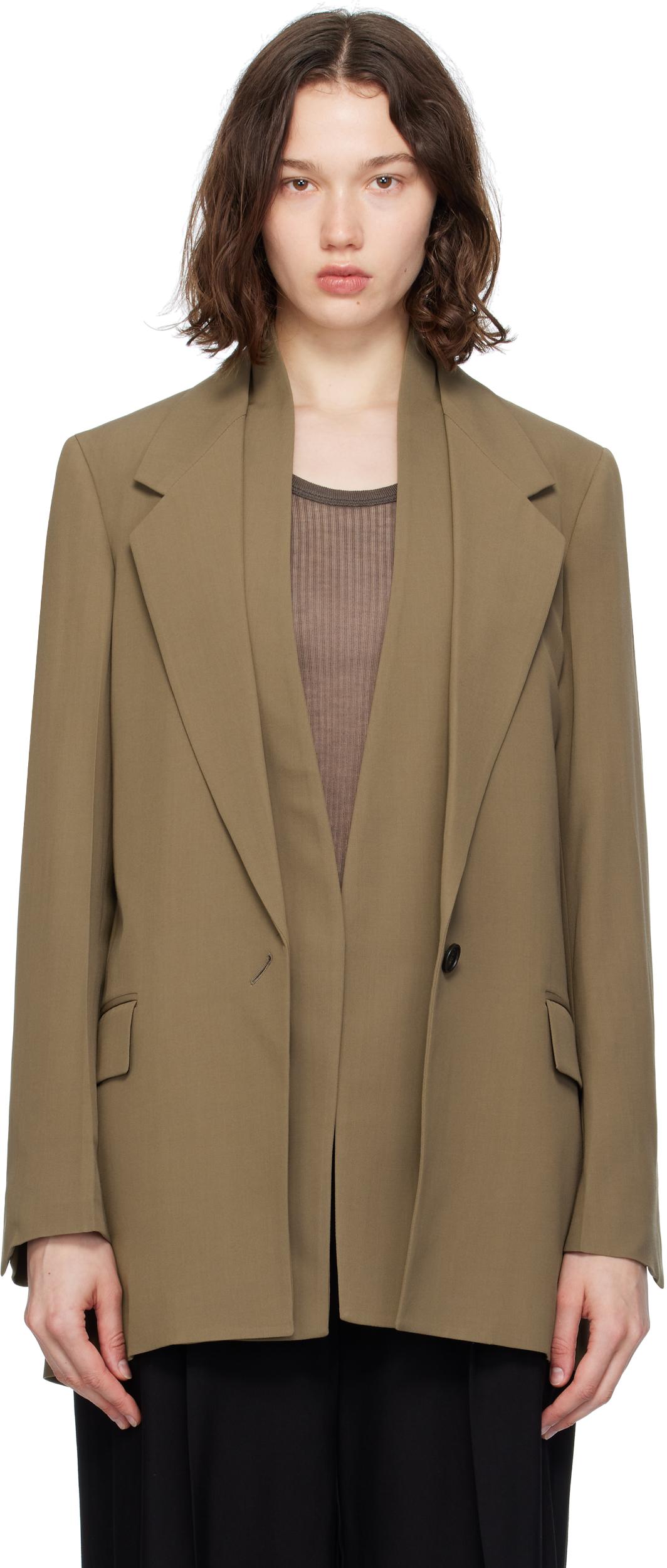 Khaki Single Breasted Blazer Product Image