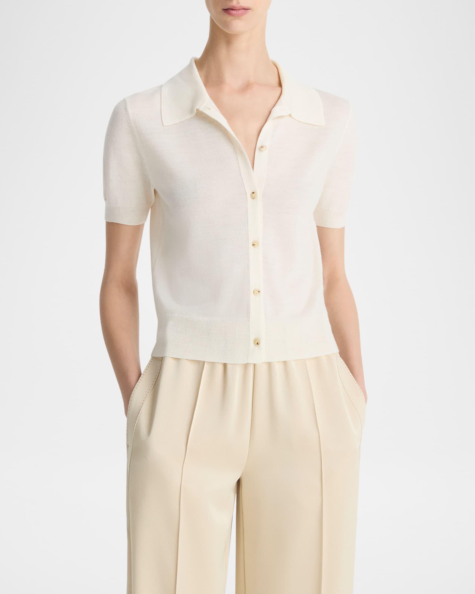 Short-Sleeve Button-Front Sweater Product Image