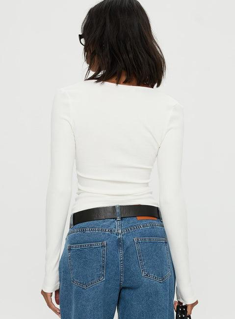 Baseline Rib Long Sleeve Top White Product Image