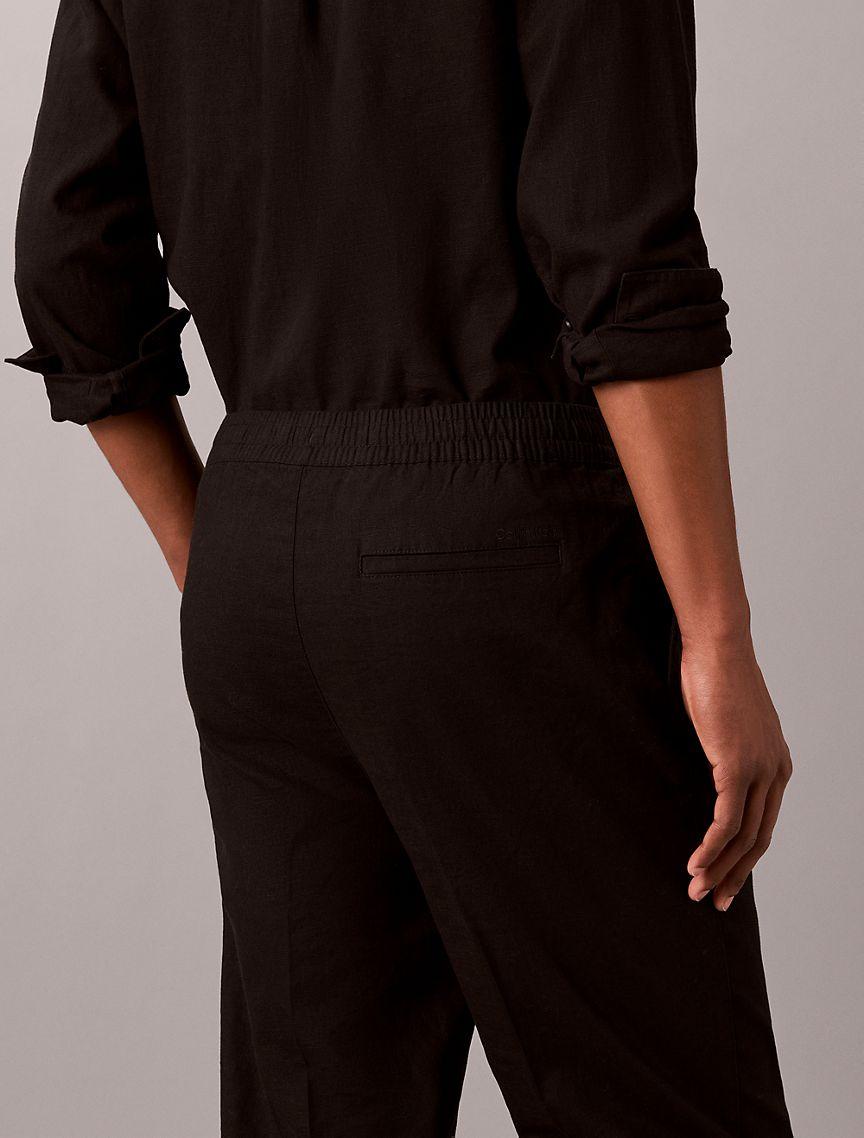 Linen Blend Pleated Pull-On Pants Product Image