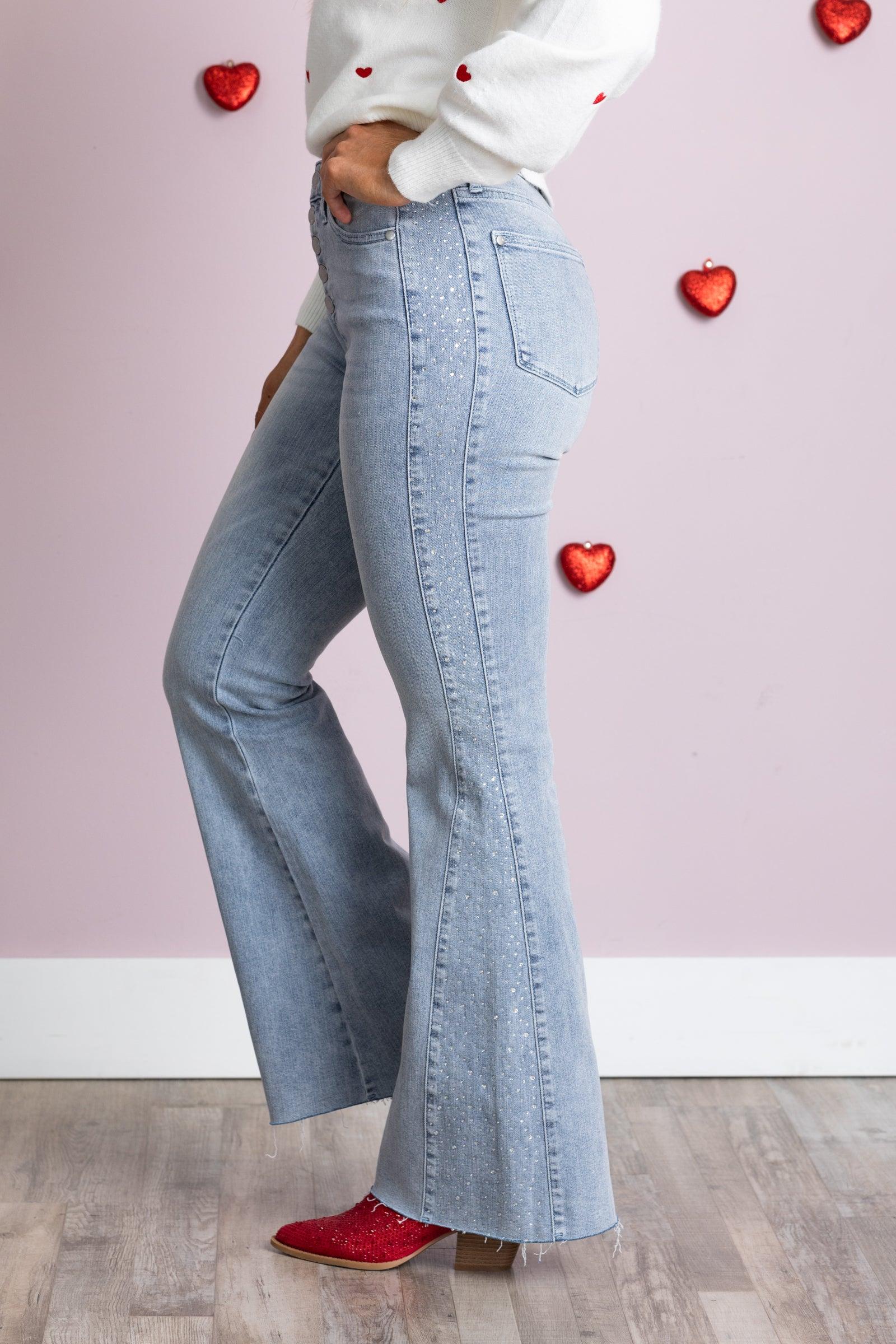 Judy Blue Rhinestone Side Panel Jeans Product Image