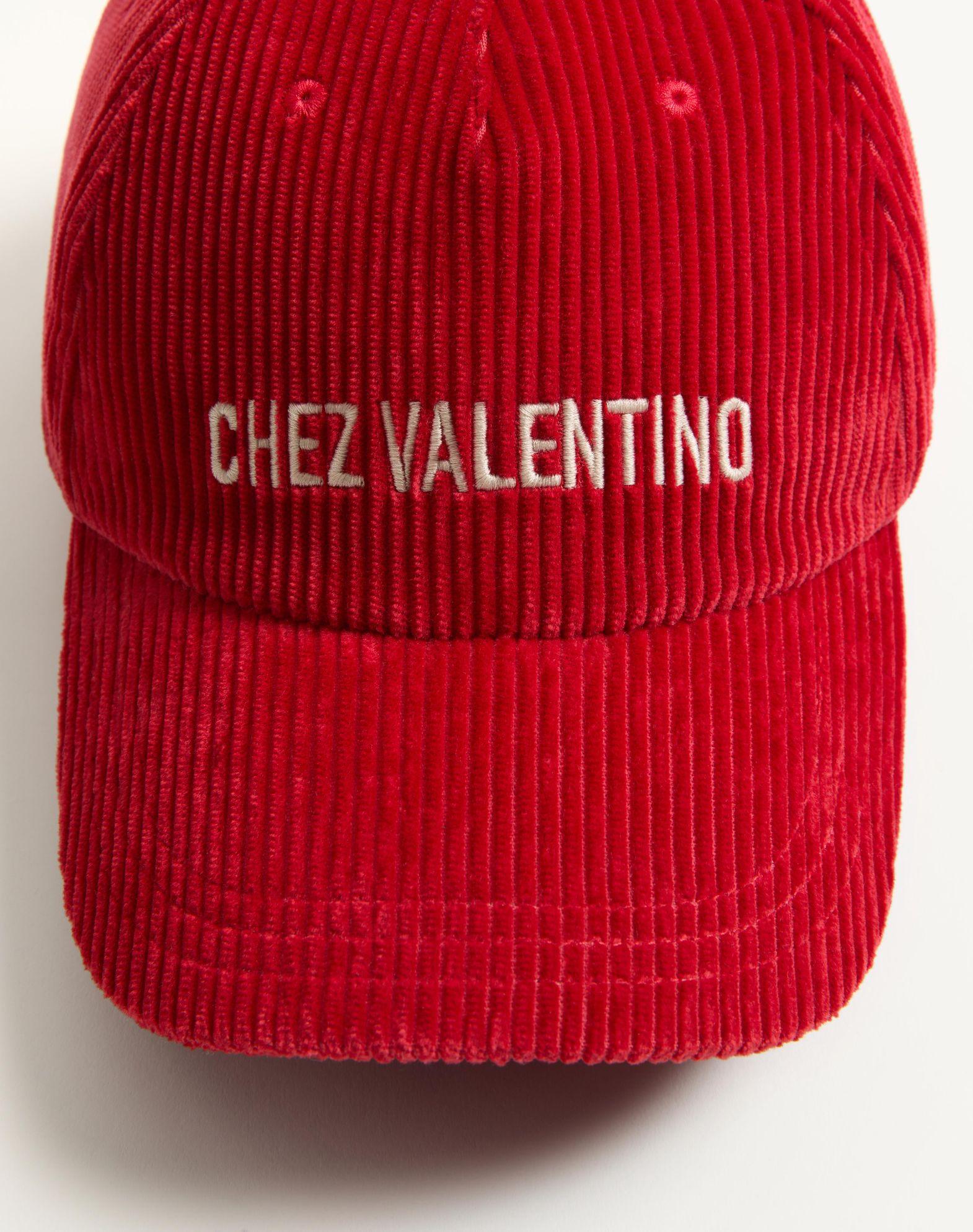 Chez Valentino Velvet Baseball Cap With Embroidery Product Image