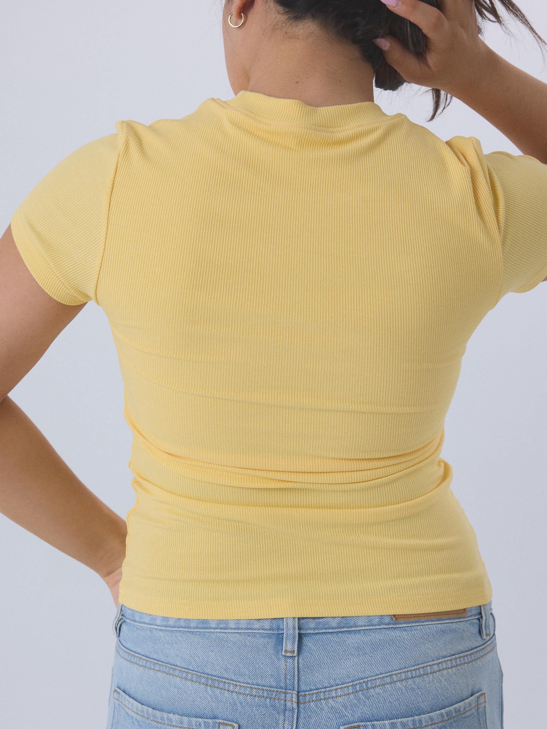 Ribbed Crew Neck Braless T-Shirt Product Image