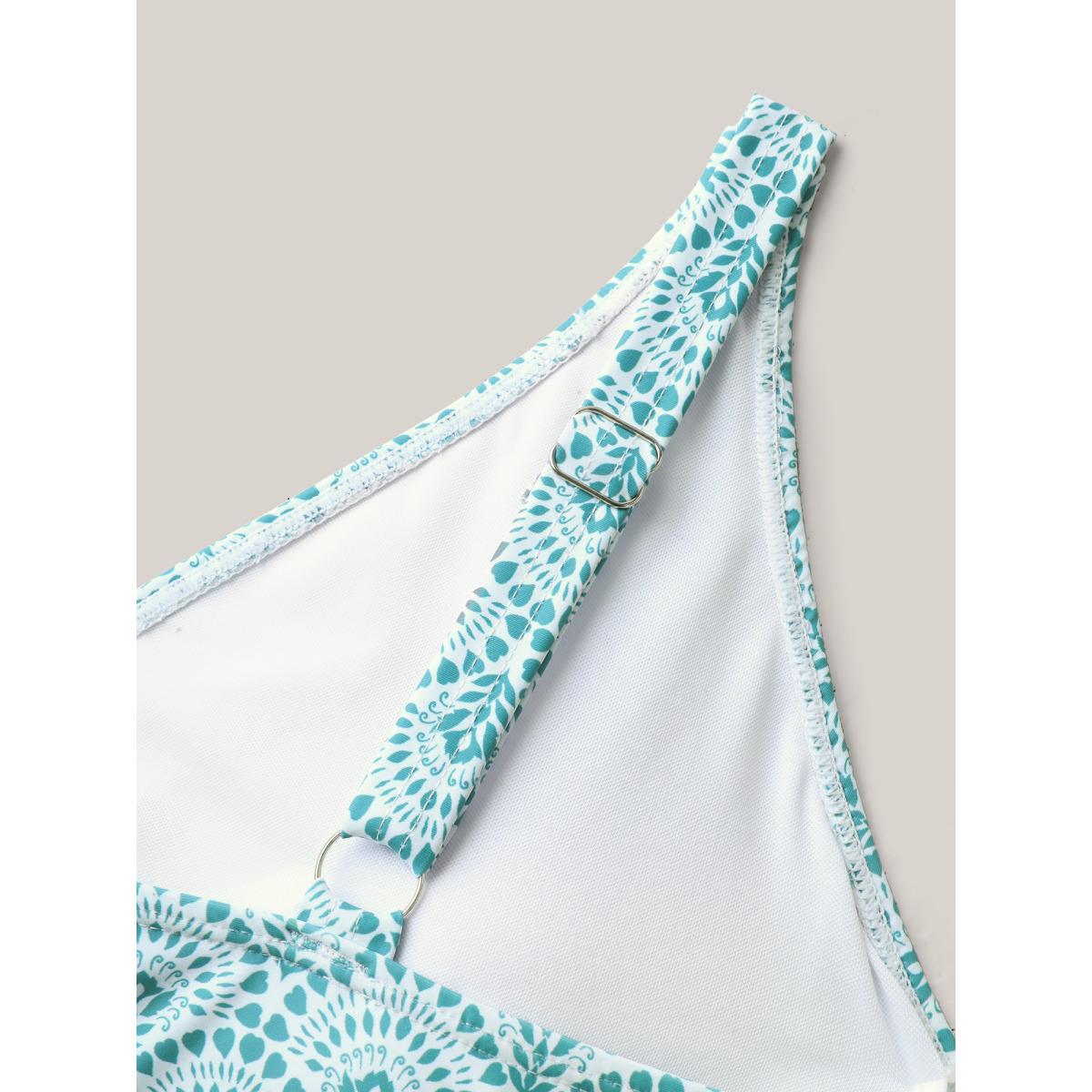 Plus Size Geometric Print Surplice One-Piece Swimsuit Women's Swimwear Emerald Resort Gathered Curve Bathing Suits High stretch One Pieces BloomChic 30/6X Product Image