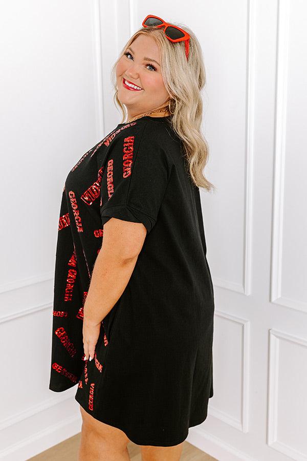 School Spirit Sequin Embroidered Mini Dress in Georgia Curves Product Image