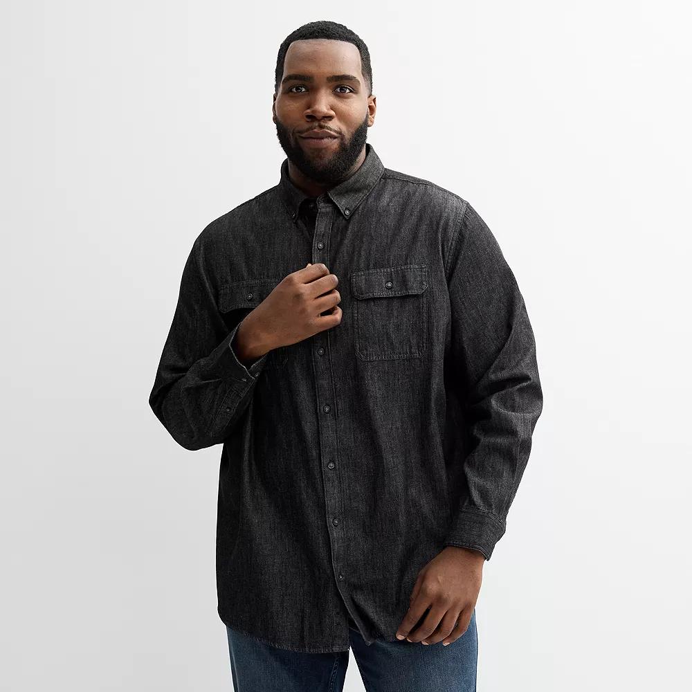 Big & Tall Sonoma Goods For Life® Long Sleeve Utility Shirt, Men's, Size: Medium Tall, Black Rinse Wash Product Image