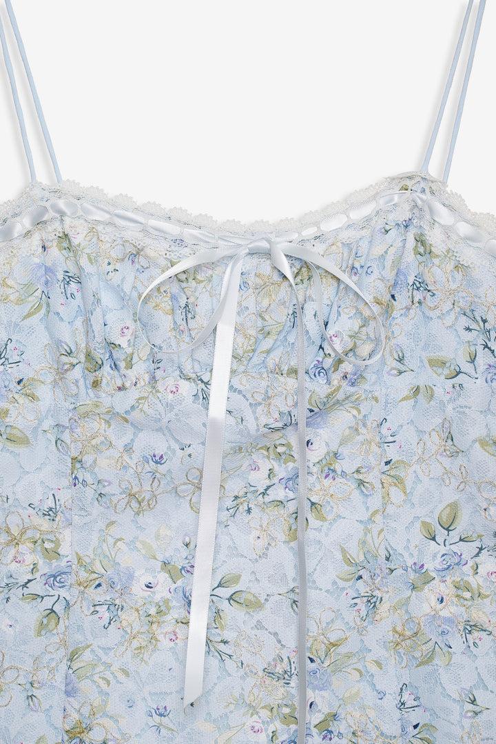 Claire Lace Mini Dress — Blue Product Image