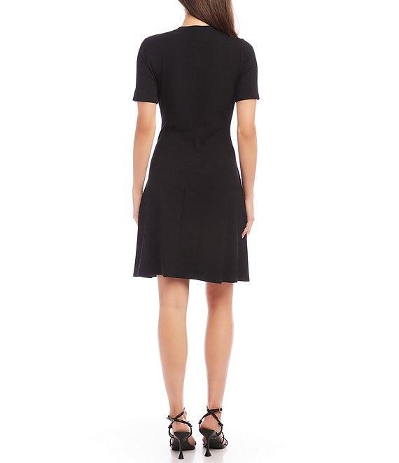 Karen Kane Knit Crew Neck Short Sleeve A-Line Dress Product Image