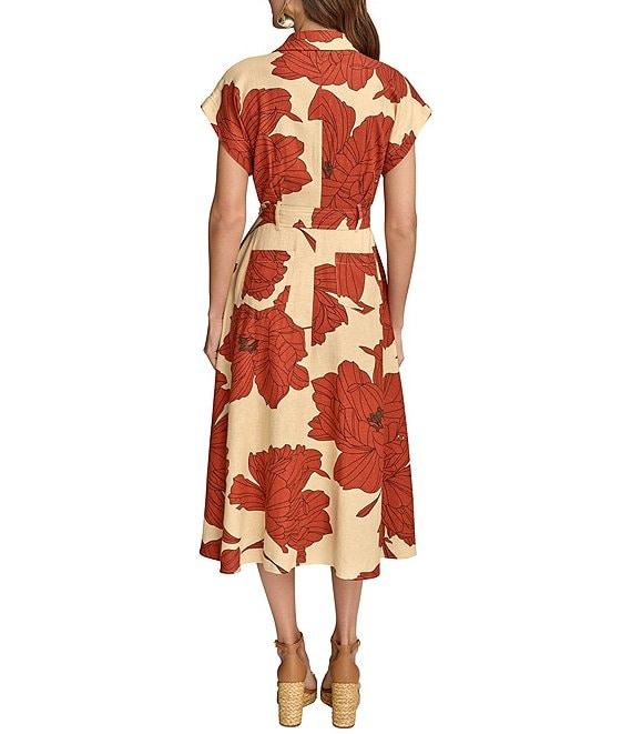 Donna Karan Short Sleeve Floral Print Shirt Dress Product Image