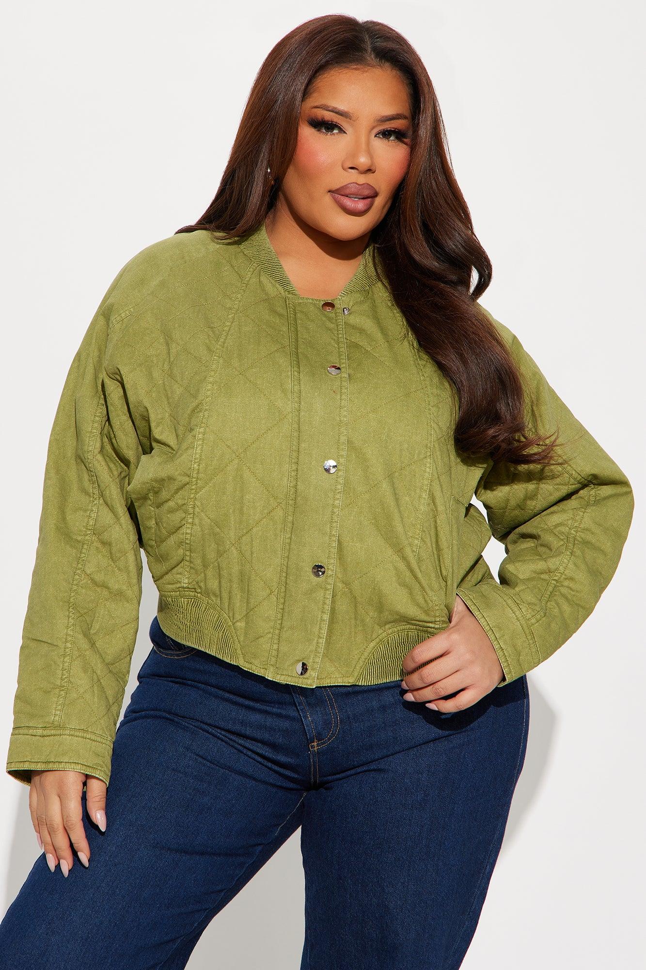 Mara Quilted Washed Bomber Jacket - Olive Female Product Image