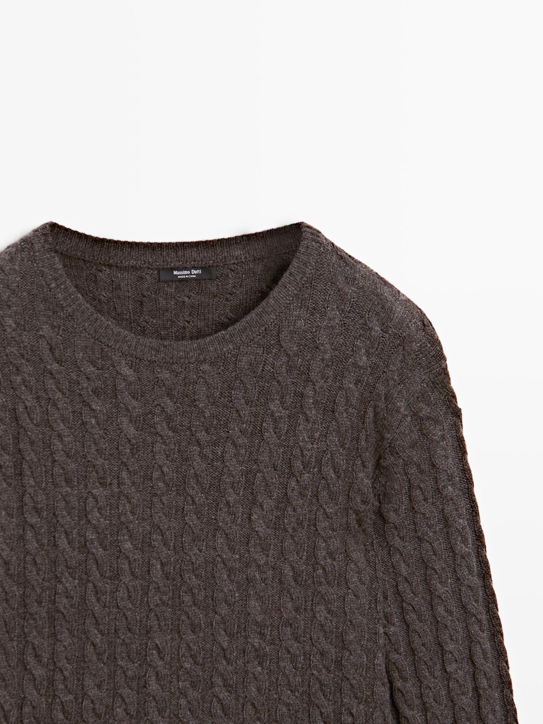 Wool blend cable-knit sweater Product Image