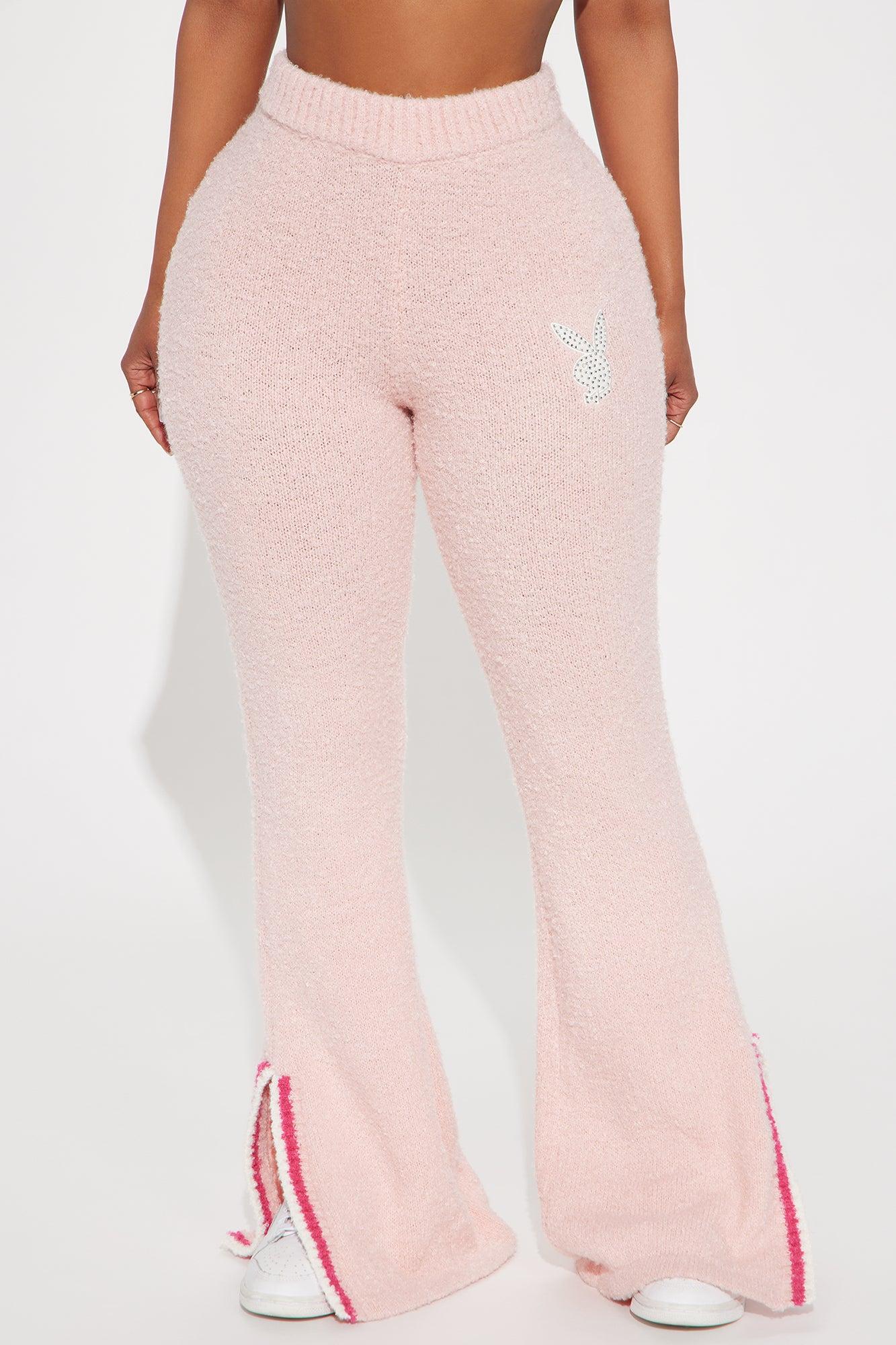 Playboy Rhinestone Cozy Wide Leg Pant - Pink Product Image