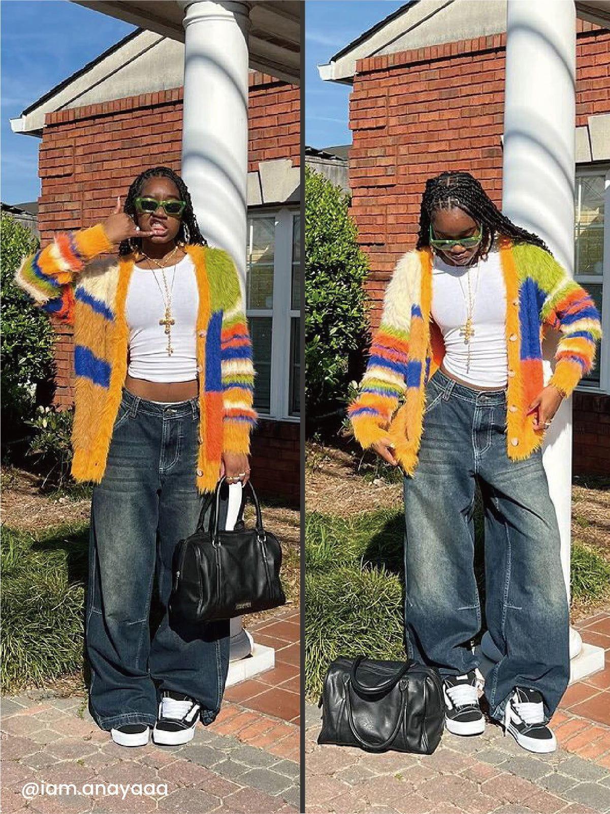 Aelfric Eden Color Block Striped Cardigan Product Image