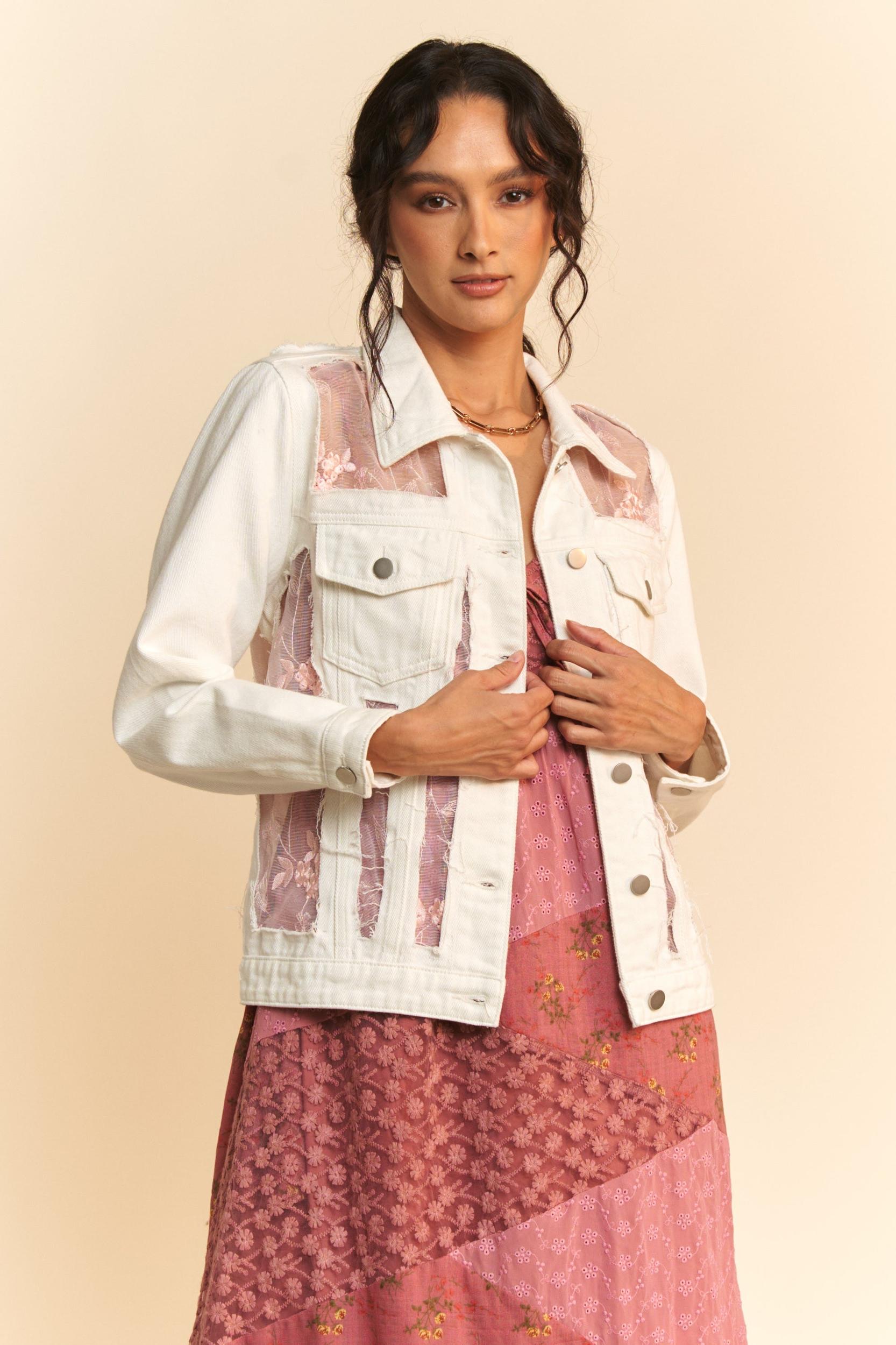 Floral Embroidered Denim Jacket Product Image
